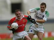 28 August 2004; David Heaney, Mayo, in action against Ryan McCluskey, Fermanagh. Bank of Ireland Senior Football Championship Semi-Final Replay, Mayo v Fermanagh, Croke Park, Dublin.  Picture credit; Brian Lawless / SPORTSFILE