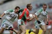 28 August 2004; David Heaney, Mayo, in action against Ryan McCluskey, Fermanagh. Bank of Ireland Senior Football Championship Semi-Final Replay, Mayo v Fermanagh, Croke Park, Dublin.  Picture credit; Brian Lawless / SPORTSFILE