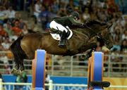27 August 2004; Ireland's Jessica Kuerten on Castle Forbes Maike in action during the 2nd and final round of the Individual Jumping Competition. Markopoulo Olympic Equestrian Centre. Games of the XXVIII Olympiad, Athens Summer Olympics Games 2004, Athens, Greece. Picture credit; Brendan Moran / SPORTSFILE