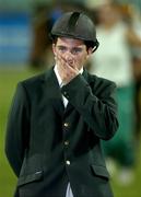 27 August 2004; Ireland's Cian O'Connor before receiving his Gold Medal after winning the Individual Jumping Competition. Markopoulo Olympic Equestrian Centre. Games of the XXVIII Olympiad, Athens Summer Olympics Games 2004, Athens, Greece. Picture credit; Brendan Moran / SPORTSFILE