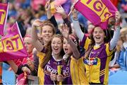 29 September 2013; A group of Wexford supporters cheer on their side during the game. TG4 All-Ireland Ladies Football Junior Championship Final, Offaly v Wexford, Croke Park, Dublin. Picture credit: Ray McManus / SPORTSFILE