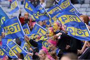 29 September 2013; Tipperary supporters cheer on their side during the game. TG4 All-Ireland Ladies Football Interrmediate Championship Final, Cavan v Tipperary, Croke Park, Dublin. Picture credit: Ray McManus / SPORTSFILE