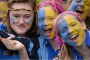 29 September 2013; Tipperary supporters, from left, Claire Moore, Rowena Dowling and Cora Maher, from Clonmel, Co. Tipperary. TG4 All-Ireland Ladies Football Interrmediate Championship Final, Cavan v Tipperary, Croke Park, Dublin. Picture credit: Ray McManus / SPORTSFILE