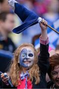 29 September 2013; Cavan supporter Amy Reilly, from Kilcogy, Co. Cavan, cheers on her side during the game. TG4 All-Ireland Ladies Football Interrmediate Championship Final, Cavan v Tipperary, Croke Park, Dublin. Picture credit: Ray McManus / SPORTSFILE