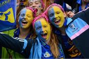 29 September 2013; Tipperary supporters, from left, Jenny Everard, Rowena Dowling and Cora Maher, from Clonmel, Co. Tipperary at the game. TG4 All-Ireland Ladies Football Interrmediate Championship Final, Cavan v Tipperary, Croke Park, Dublin. Photo by Sportsfile