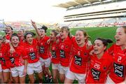 29 September 2013; The Cork players celebrate after the game. TG4 All-Ireland Ladies Football Senior Championship Final, Cork v Monaghan, Croke Park, Dublin. Photo by Sportsfile