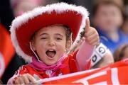 29 September 2013; Cork supporter Shauna Wilkie, age 9, from Passage West, Co. Cork, cheers on her side during the game. TG4 All-Ireland Ladies Football Senior Championship Final, Cork v Monaghan, Croke Park, Dublin. Picture credit: Ray McManus / SPORTSFILE
