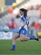 29 September 2013; Cathriona McConnell, Monaghan, kicks a last minute free to level the game which she missed. TG4 All-Ireland Ladies Football Senior Championship Final, Cork v Monaghan, Croke Park, Dublin. Picture credit: Brendan Moran / SPORTSFILE