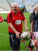 29 September 2013; Cork manager Eamonn Ryan with the Brendan Martin cup after the game. TG4 All-Ireland Ladies Football Senior Championship Final, Cork v Monaghan, Croke Park, Dublin. Photo by Sportsfile