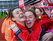 29 September 2013; Cork's Doireann O'Sullivan celebrates with supporters after the game. TG4 All-Ireland Ladies Football Senior Championship Final, Cork v Monaghan, Croke Park, Dublin. Photo by Sportsfile