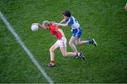 29 September 2013; Nollaig Cleary, Cork, in action against Cora Courtney, Monaghan. TG4 All-Ireland Ladies Football Senior Championship Final, Cork v Monaghan, Croke Park, Dublin. Picture credit: Ray McManus / SPORTSFILE