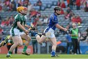 28 September 2013; Thomas Stapleton, Munster, in action against Lee Chin and Dave Glennon, left, Leinster, during a Super 11s Hurling Exhibition game. GAA Hurling All-Ireland Senior Championship Final Replay, Cork v Clare, Croke Park, Dublin. Picture credit: Ray McManus / SPORTSFILE
