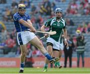 28 September 2013; James Ryan, Munster, in action against Cathal Parlon, Leinster, during a Super 11s Hurling Exhibition game. GAA Hurling All-Ireland Senior Championship Final Replay, Cork v Clare, Croke Park, Dublin. Picture credit: Ray McManus / SPORTSFILE