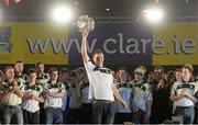 29 September 2013; Clare's Conor Ryan lifts the Liam MacCarthy cup during the homecoming celebrations of the All-Ireland Senior Hurling Champions. Tim Smythe Park, Ennis, Co. Clare. Picture credit: Diarmuid Greene / SPORTSFILE