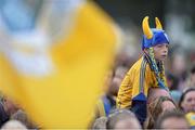 29 September 2013; A young Clare supporter during the homecoming celebrations of the All-Ireland Senior Hurling Champions. Tim Smythe Park, Ennis, Co. Clare. Picture credit: Diarmuid Greene / SPORTSFILE