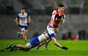 19 January 2025; Conor Groarke of Cuala in action against Niall Kelly of Errigal Ciarán during the AIB GAA Football All-Ireland Senior Club Championship final match between Cuala and Errigal Ciarán at Croke Park in Dublin. Photo by Ben McShane/Sportsfile