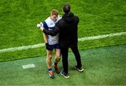 19 January 2025; Errigal Ciarán manager Enda McGinley consoles Peter Harte after Harte was sent off during the AIB GAA Football All-Ireland Senior Club Championship final match between Cuala and Errigal Ciarán at Croke Park in Dublin. Photo by Daire Brennan/Sportsfile