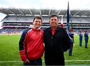 19 January 2025; Cuala supporters Paul and Des Cahill at the AIB GAA Football All-Ireland Senior Club Championship final match between Cuala and Errigal Ciarán at Croke Park in Dublin. Photo by Piaras Ó Mídheach/Sportsfile