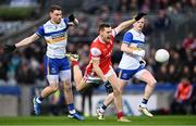 19 January 2025; Con O'Callaghan of Cuala in action against Niall Kelly, left, and Peter Óg McCartan of Errigal Ciarán of Errigal Ciarán during the AIB GAA Football All-Ireland Senior Club Championship final match between Cuala and Errigal Ciarán at Croke Park in Dublin. Photo by Piaras Ó Mídheach/Sportsfile