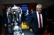 21 January 2025; Wales head coach Warren Gatland walks by the Six Nations trophy during the launch of the Guinness Six Nations Rugby Championship at Spazio Field in Rome, Italy. Photo by Ramsey Cardy/Sportsfile