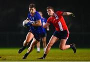 21 January 2025; Sean O'Brien of MTU Kerry is tackled by Hugh Murphy of MTU Cork during the Electric Ireland HE GAA Sigerson Cup Round 3 match between MTU Cork and MTU Kerry at MTU Cork in Cork. Photo by Shauna Clinton/Sportsfile
