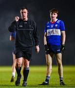 21 January 2025; Referee Niall Quinn and Keith Evans of MTU Kerry during the Electric Ireland HE GAA Sigerson Cup Round 3 match between MTU Cork and MTU Kerry at MTU Cork in Cork. Photo by Shauna Clinton/Sportsfile