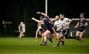 22 January 2025; John Cooney of ATU Galway loses his hurl as he contests possession against Colm O'Meara of UL during the Electric Ireland Higher Education GAA Fitzgibbon Cup round two match between University of Limerick and ATU Galway at the University of Limerick in Limerick. Photo by Piaras Ó Mídheach/Sportsfile