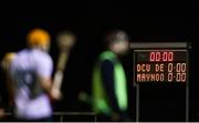 23 January 2025; A general view of the scoreboard before the Electric Ireland Higher Education GAA Fitzgibbon Cup round two match between Dublin City University DÉ and Maynooth University at the Dublin City University Sportsgrounds in Dublin. Photo by Thomas Flinkow/Sportsfile