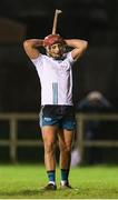 23 January 2025; Cillian Hackett of Maynooth University reacts during the Electric Ireland Higher Education GAA Fitzgibbon Cup round two match between Dublin City University DÉ and Maynooth University at the Dublin City University Sportsgrounds in Dublin. Photo by Thomas Flinkow/Sportsfile