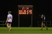 23 January 2025; The scoreboard after the Electric Ireland Higher Education GAA Fitzgibbon Cup round two match between Dublin City University DÉ and Maynooth University at the Dublin City University Sportsgrounds in Dublin. Photo by Thomas Flinkow/Sportsfile