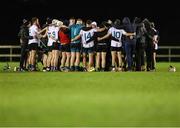 23 January 2025; Maynooth University players huddle after the Electric Ireland Higher Education GAA Fitzgibbon Cup round two match between Dublin City University DÉ and Maynooth University at the Dublin City University Sportsgrounds in Dublin. Photo by Thomas Flinkow/Sportsfile