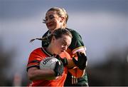 25 January 2025; Aoife McCoy of Armagh in action against Roisin Smith of Kerry during the Lidl Ladies National Football League Division 1 match between Kerry and Armagh at Austin Stack Park in Tralee, Kerry. Photo by Piaras Ó Mídheach/Sportsfile