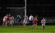 25 January 2025; Michael McKernan of Tyrone celebrates after scoring his side's first goal during the Allianz Football League Division 1 match between Tyrone and Derry at O'Neills Healy Park in Omagh, Tyrone. Photo by Ramsey Cardy/Sportsfile