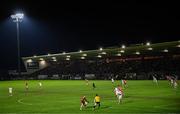 25 January 2025; A general view of action as Tyrone goalkeeper Niall Morgan attempts to clear under pressure from Conor Glass of Derry during the Allianz Football League Division 1 match between Tyrone and Derry at O'Neills Healy Park in Omagh, Tyrone. Photo by Ramsey Cardy/Sportsfile