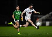 25 January 2025; Kevin Flynn of Kildare in action against Fionan O'Brien of Fermanagh during the Allianz Football League Division 2 match between Kildare and Fermanagh at Cedral St. Conleth's Park in Newbridge, Kildare. Photo by Stephen Marken/Sportsfile