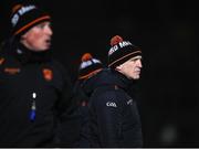 25 January 2025; Armagh manager Kieran McGeeney, right, and selector Kieran Donaghy during the Allianz Football League Division 1 match between Galway and Armagh at Pearse Stadium in Galway. Photo by David Fitzgerald/Sportsfile