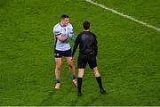 25 January 2025; Brian Howard of Dublin speaks to referee Paul Faloon during the Allianz Football League Division 1 match between Dublin and Mayo at Croke Park. Photo by Stephen McCarthy/Sportsfile