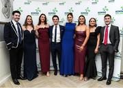 25 January 2025; Irish Olympic Rowers from left, bronze medallist Daire Lynch, Natalie Long, Fiona Murtagh, gold medallist's Fintan McCarthy, Eimear Lambe, Alison Bergin, Margaret Cremen and gold medallist's Paul O'Donovan at the Rowing Ireland's Olympic Celebration & Awards Night at Fota Island Resort in Cork. Photo by Matt Browne/Sportsfile