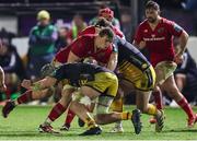 24 January 2025; Gavin Coombes of Munster breaks through the Dragons defence during the United Rugby Championship match between Dragons and Munster at Rodney Parade in Newport, Wales. Photo by Gareth Everett/Sportsfile