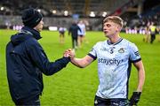 25 January 2025; Dublin's Cian Murphy and selector Darren Daly after the Allianz Football League Division 1 match between Dublin and Mayo at Croke Park. Photo by Stephen McCarthy/Sportsfile