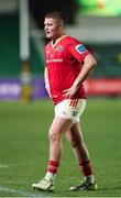 24 January 2025; Danny Sheahan of Munster during the United Rugby Championship match between Dragons and Munster at Rodney Parade in Newport, Wales. Photo by Gareth Everett/Sportsfile