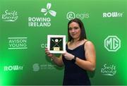 25 January 2025; Anna Brennan from New Ross Rowing Club Wexford with her Junior Female Rower of the Year award during Rowing Ireland's Olympic Celebration & Awards Night at Fota Island Resort in Cork. Photo by Matt Browne/Sportsfile