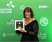 25 January 2025; Barbara Nugent from Skibbereen Rowing Club Cork with her Master Female Rower of the Year award during Rowing Ireland's Olympic Celebration & Awards Night at Fota Island Resort in Cork. Photo by Matt Browne/Sportsfile