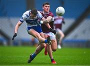 26 January 2025; Ruairí Forbes of Ballinderry in action against Jordan Flynn of Crossmolina Deel Rovers during the AIB GAA Football All-Ireland Intermediate Club Championship final match between Ballinderry of Derry and Crossmolina Deel Rovers of Mayo at Croke Park in Dublin. Photo by Tyler Miller/Sportsfile