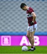 26 January 2025; Conor Loftus of Crossmolina Deel Rovers prepares to take a penalty in the last moments of the game during the AIB GAA Football All-Ireland Intermediate Club Championship final match between Ballinderry of Derry and Crossmolina Deel Rovers of Mayo at Croke Park in Dublin. Photo by Tyler Miller/Sportsfile
