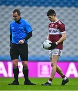 26 January 2025; Conor Loftus of Crossmolina Deel Rovers prepares to take a penalty in the last moments of the game during the AIB GAA Football All-Ireland Intermediate Club Championship final match between Ballinderry of Derry and Crossmolina Deel Rovers of Mayo at Croke Park in Dublin. Photo by Tyler Miller/Sportsfile