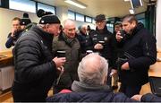 26 January 2025; GAA Football Review Committee chairperson Jim Gavin, second from left, with, from left, Chairman of Offaly GAA Tom Parlon, Offaly County board Pat Teehan and former Offaly players Michael Duignan and Matt Connor during half time at the Allianz Football League Division 3 match between Offaly and Sligo at Glenisk O'Connor Park in Tullamore, Offaly. Photo by Matt Browne/Sportsfile