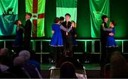25 January 2025; The An Spá team, including Ciara Lawlor, Siofra Brosnan, Aine O Sullivan, Ciara O Donoghue, Darragh Brosnan, Diarmuid Ó Donovan, Colm O Connor and Oisin Ó Sullivan, representing Kerry and Munster, in the Rince Seit competition during the Scór na nÓg 2024-25 All-Ireland Finals at the Hillgrove Hotel, Monaghan. Photo by Shauna Clinton/Sportsfile