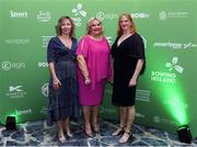 25 January 2025; Michelle Carpenter CEO of Rowing Ireland, with Olive Loughnane from Sport Ireland and Dr Úna May CEO of Sport Ireland during the Rowing Ireland's Olympic Celebration & Awards Night at Fota Island Resort in Cork. Photo by Matt Browne/Sportsfile