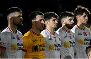 25 January 2025; Tyrone players, from left, Peter Teague, Niall Morgan, Aidan Clarke, Rory Brennan and Aodhan Donaghy before the Allianz Football League Division 1 match between Tyrone and Derry at O'Neills Healy Park in Omagh, Tyrone. Photo by Ramsey Cardy/Sportsfile